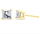 10K Yellow Gold 3/4 Cttw Princess-Cut Square Near Colorless Diamond Classic 4-Prong Solitaire Stud Earrings (J-K Color, I2-I3 Clarity) - Stormyjay