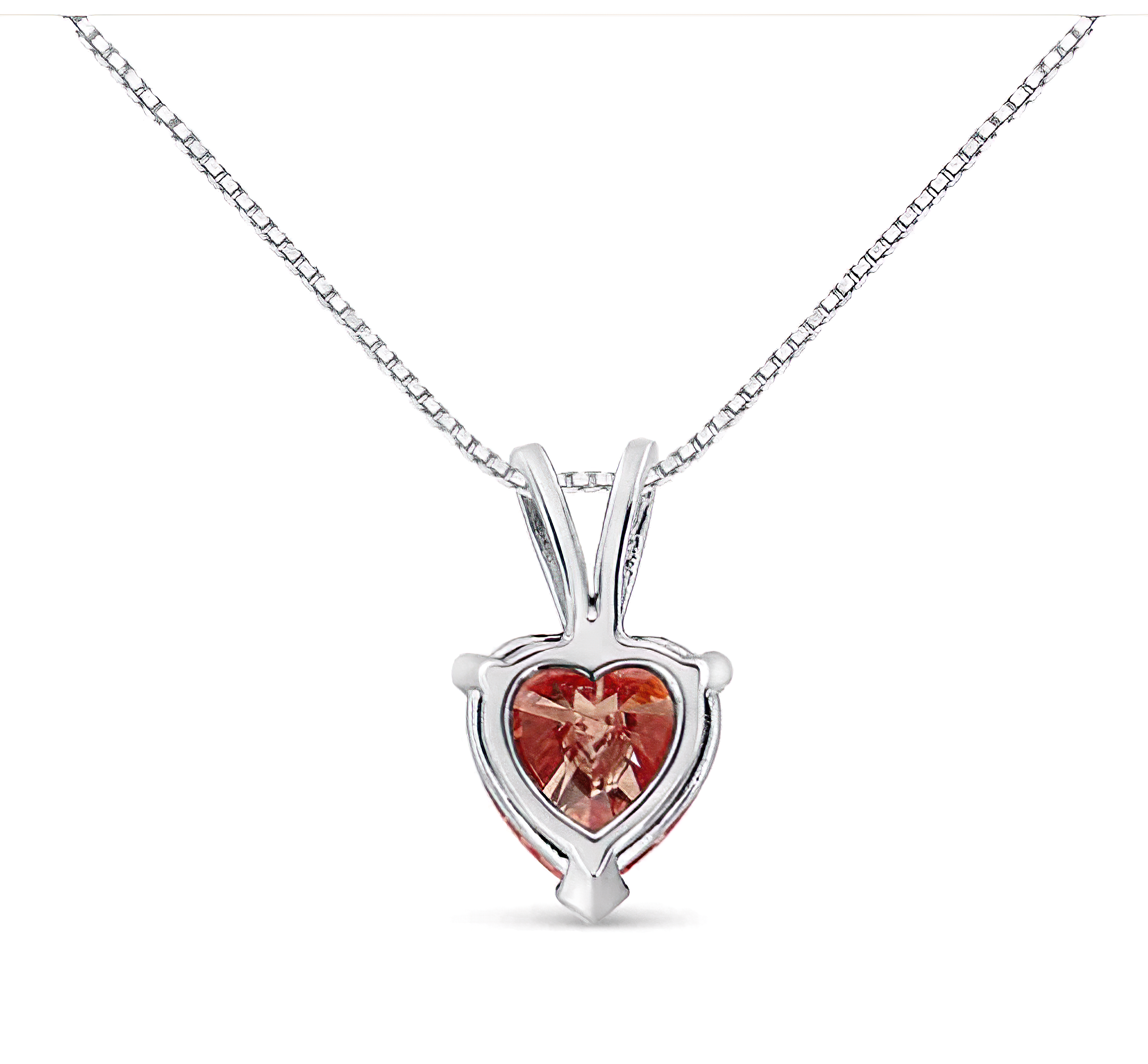 14K White Gold Martini-Set 1.00 Cttw Lab Grown Pink Heart Diamond Solitaire 18" Pendant Necklace (Pink Color, VS2-SI1 Clarity) - Stormyjay