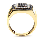 Men's 14K Yellow Gold Plated .925 Sterling Silver 3/4 Cttw White and Black Diamond Ring Band (Treated Black, I-J Color, I2-I3 Clarity) - Stormyjay