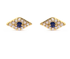 10K Yellow Gold Blue Sapphire and Diamond Accent Evil Eye Stud Earring (H-I Color, I1-I2 Clarity) - Stormyjay