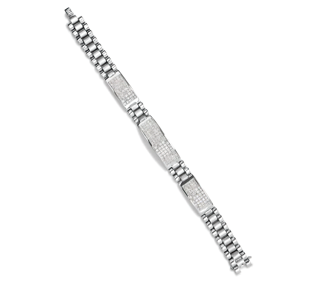 14K White Gold 12.0 Cttw Men's Invisible Set Princess Diamond Tennis Bracelet (G-H Color, VS1-VS2 Clarity) - Size 8.5" Inches - Stormyjay