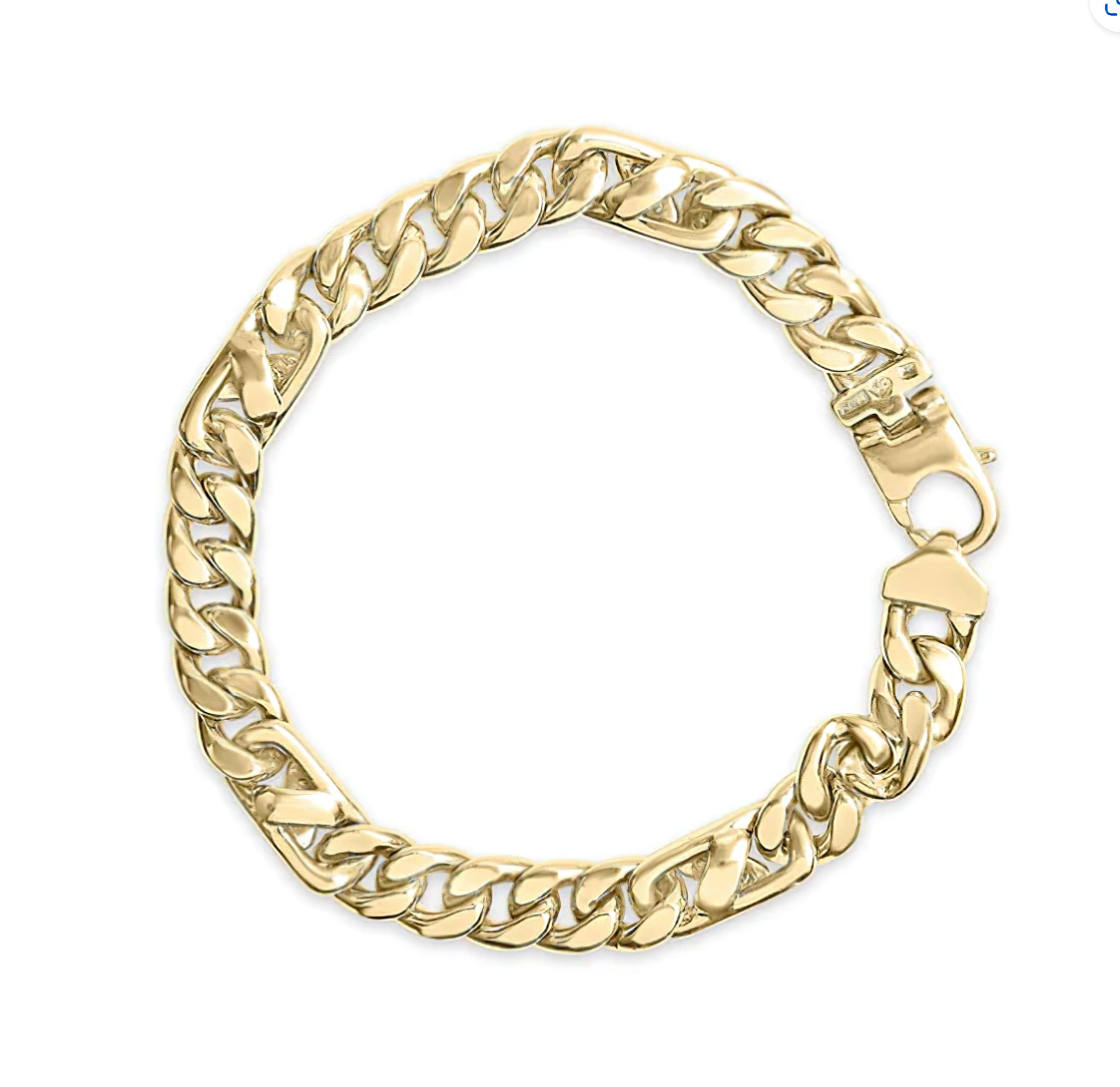 10K Yellow Gold 1.00 Cttw Diamond Miami Cuban Link Men's Bracelet (H-I Color, I1-I2 Clarity) - 8.5 Inches - Stormyjay