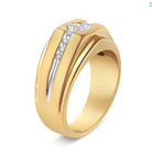 14K Yellow Gold Plated .925 Sterling Silver Miracle-Set 1/5 Cttw Diamond Men's Band Ring (I-J Color, I3 Clarity) - Stormyjay