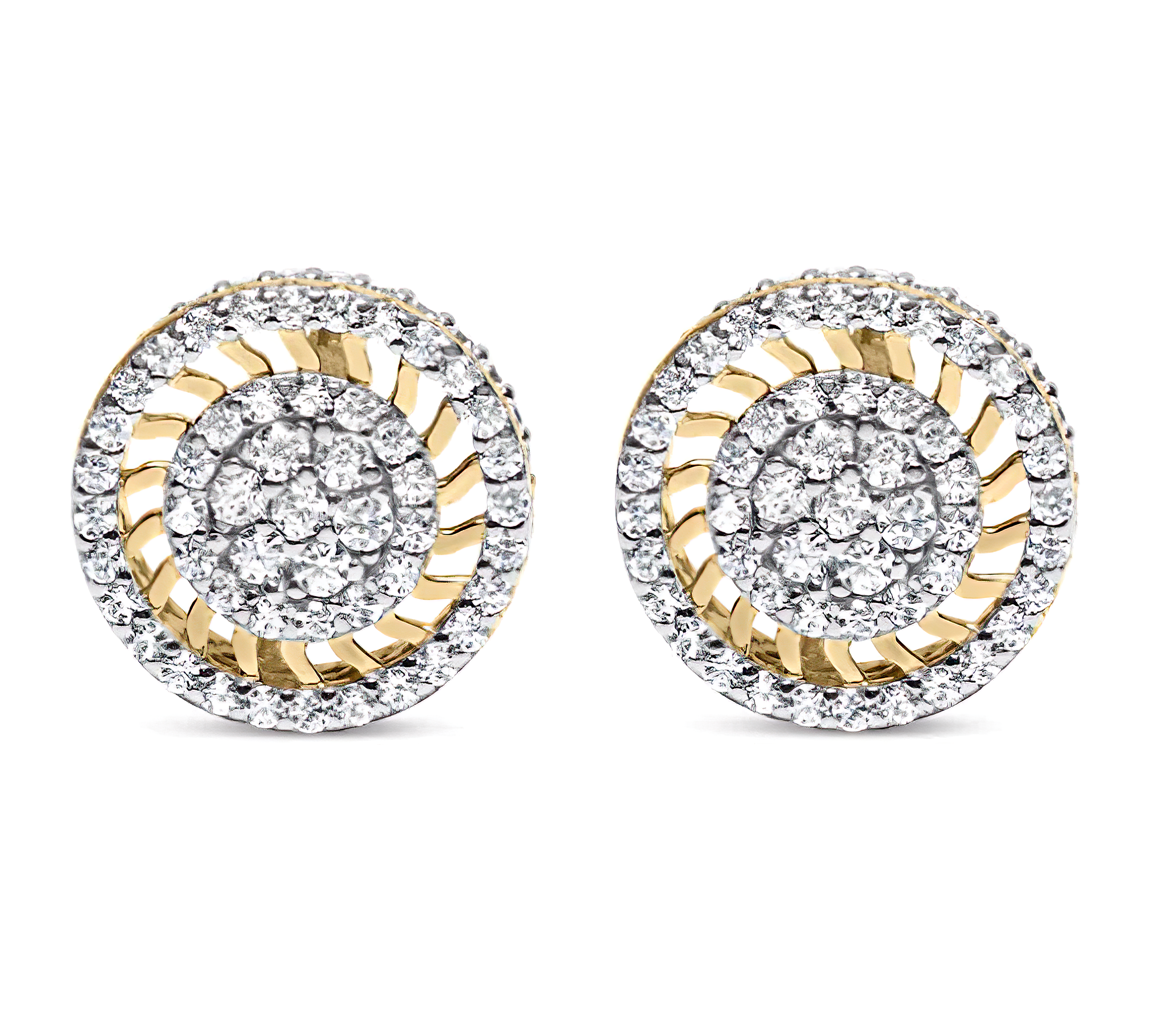 10K Yellow Gold 1.00 Cttw Diamond Halo Radiant Sunburst Stud Earrings (I-J Color, I2-I3 Clarity) - Stormyjay