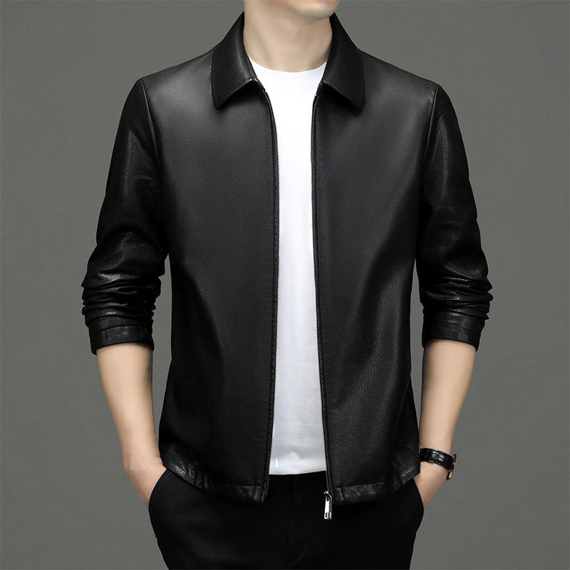 Lapel Ecological Real Leather Clothes Coat Leather Jacket Men - Stormyjay