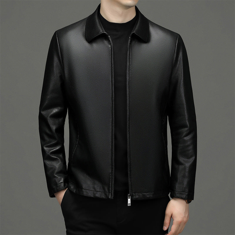 Lapel Ecological Real Leather Clothes Coat Leather Jacket Men - Stormyjay