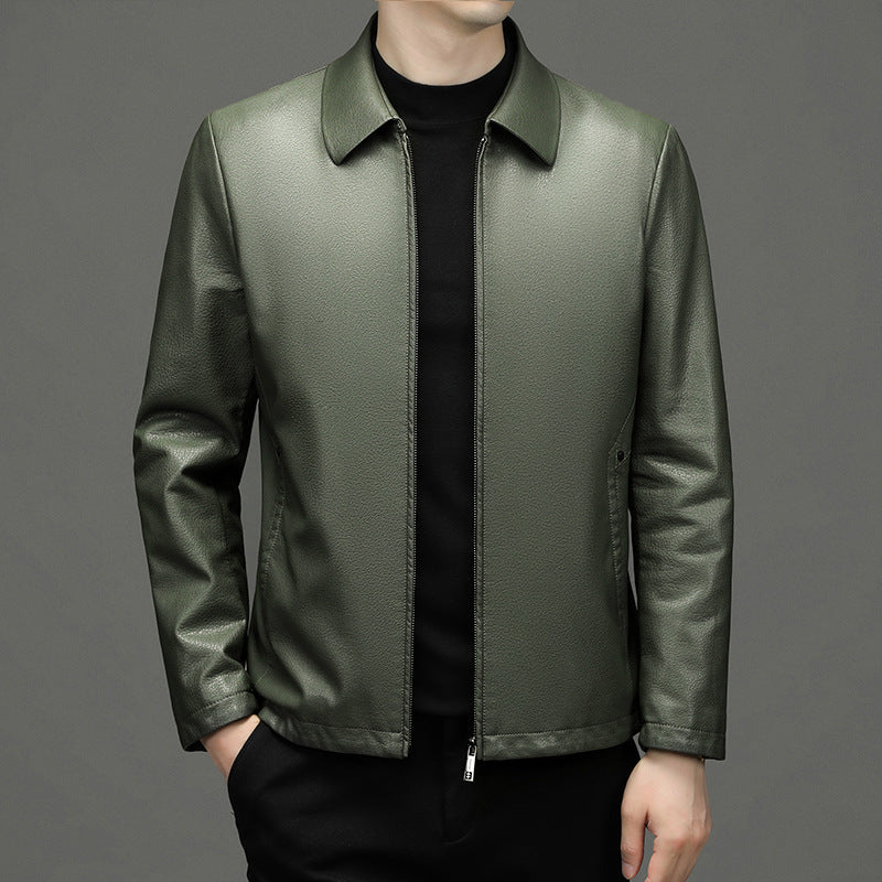 Lapel Ecological Real Leather Clothes Coat Leather Jacket Men - Stormyjay