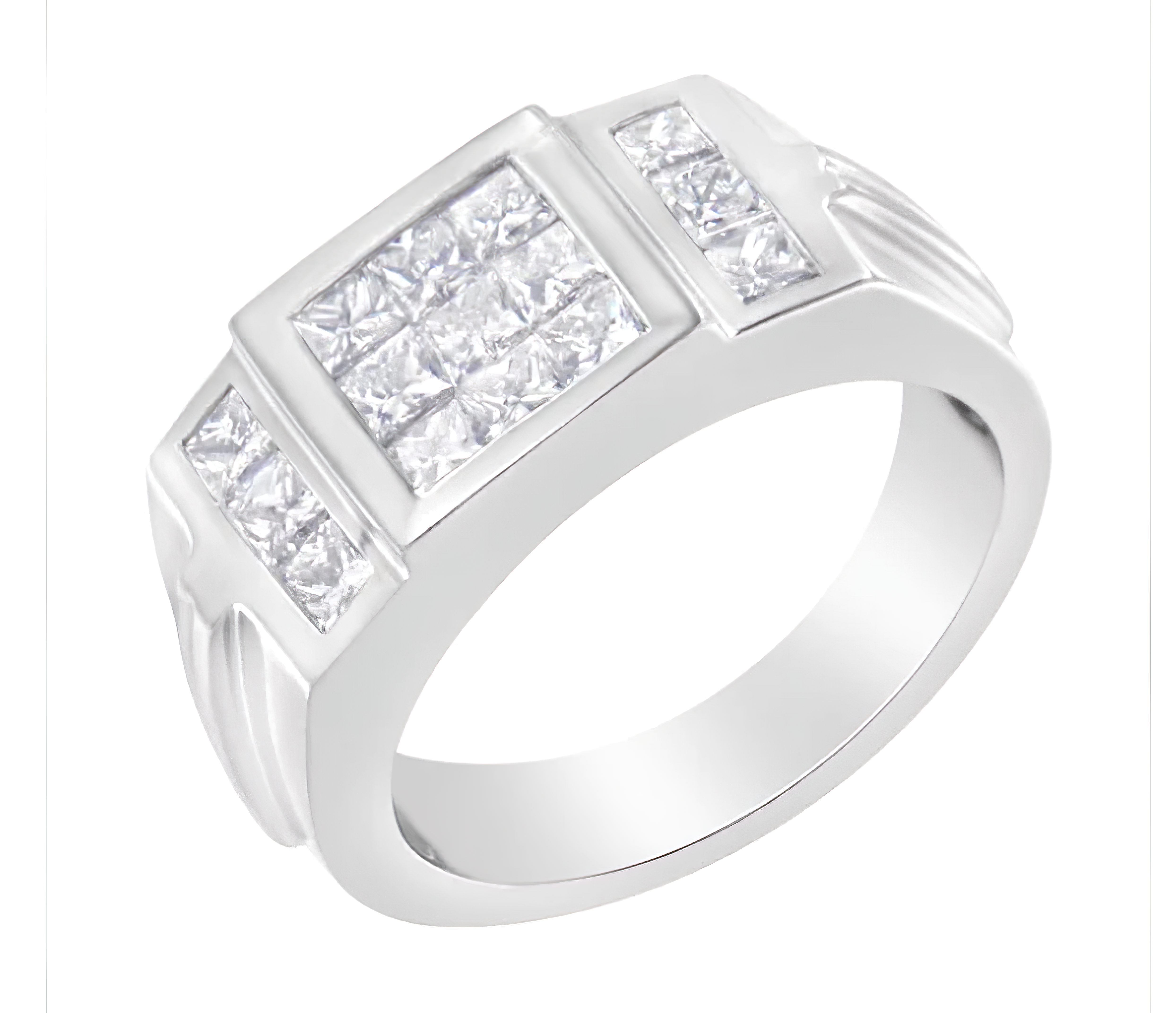 Men's 14K White Gold Diamond Cluster Ring (2 cttw, G-H Color, SI1-SI2 Clarity) - Stormyjay