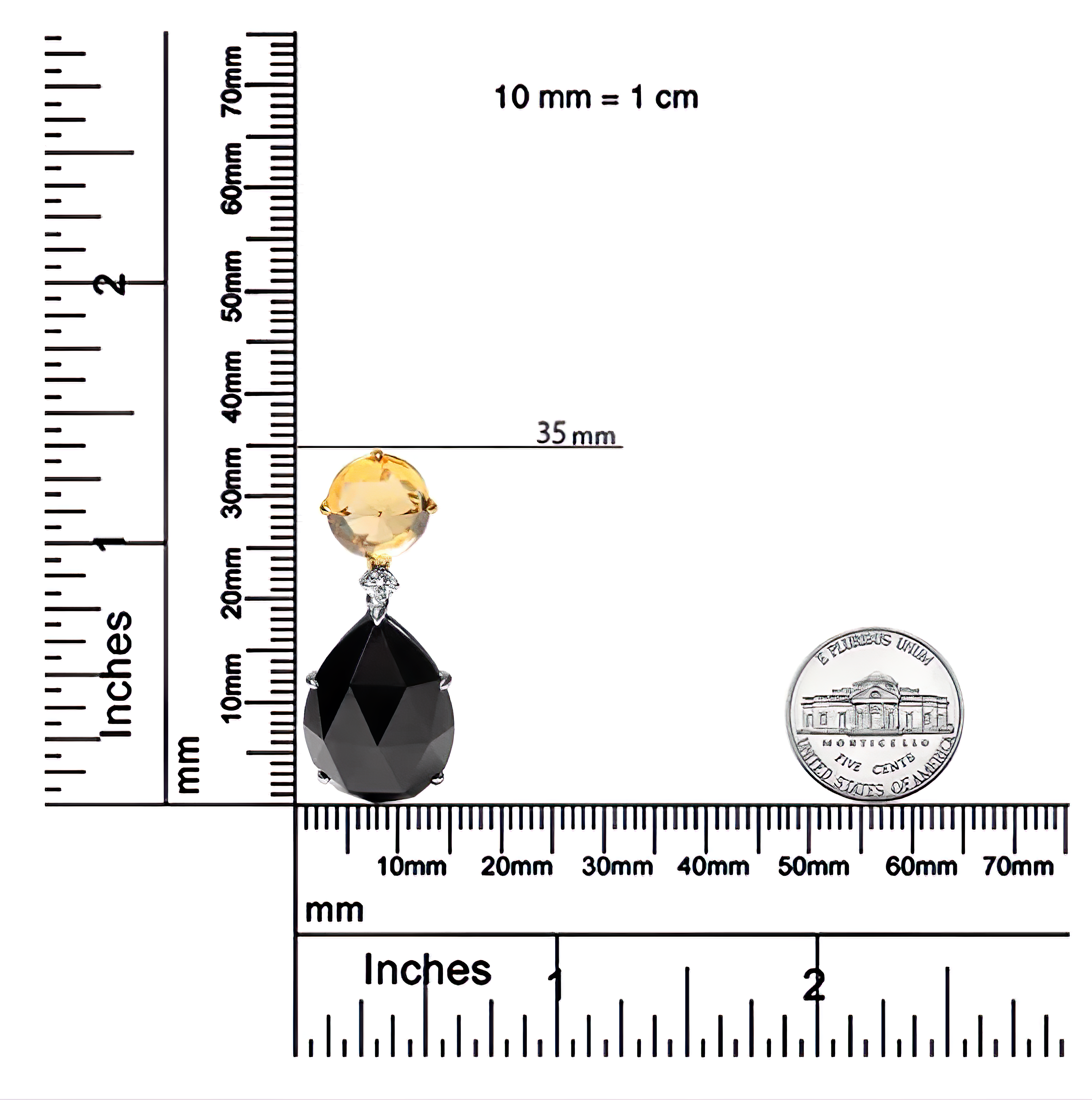 18K White and Yellow Gold Diamond Accent and Round Yellow Citrine and Pear Cut Black Onyx Dangle Drop 18" Pendant Necklace (G-H Color, SI1-SI2 Clarity) - Stormyjay