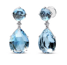 18K White Gold 1/5 Cttw Diamond with Round London Blue Topaz and 20 x 15mm Pear Cut Sky Blue Topaz Gemstone Dangle Earring (G-H Color, SI1-SI2 Clarity) - Stormyjay