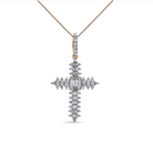 10K Yellow Gold 7/8 Cttw Round & Baguette Diamond Zigzag Pattern Cross Pendant Necklace (H-I Color, SI2-I1 Clarity) - NO CHAIN INCLUDED - Stormyjay