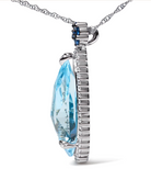 18K White Gold 3/8 Cttw Pave Set Diamond and Sky Blue Topaz and Blue Sapphire Gemstone Floral Teardrop Halo 18" Pendant Necklace (G-H Color, SI2-I1 Clarity) - Stormyjay