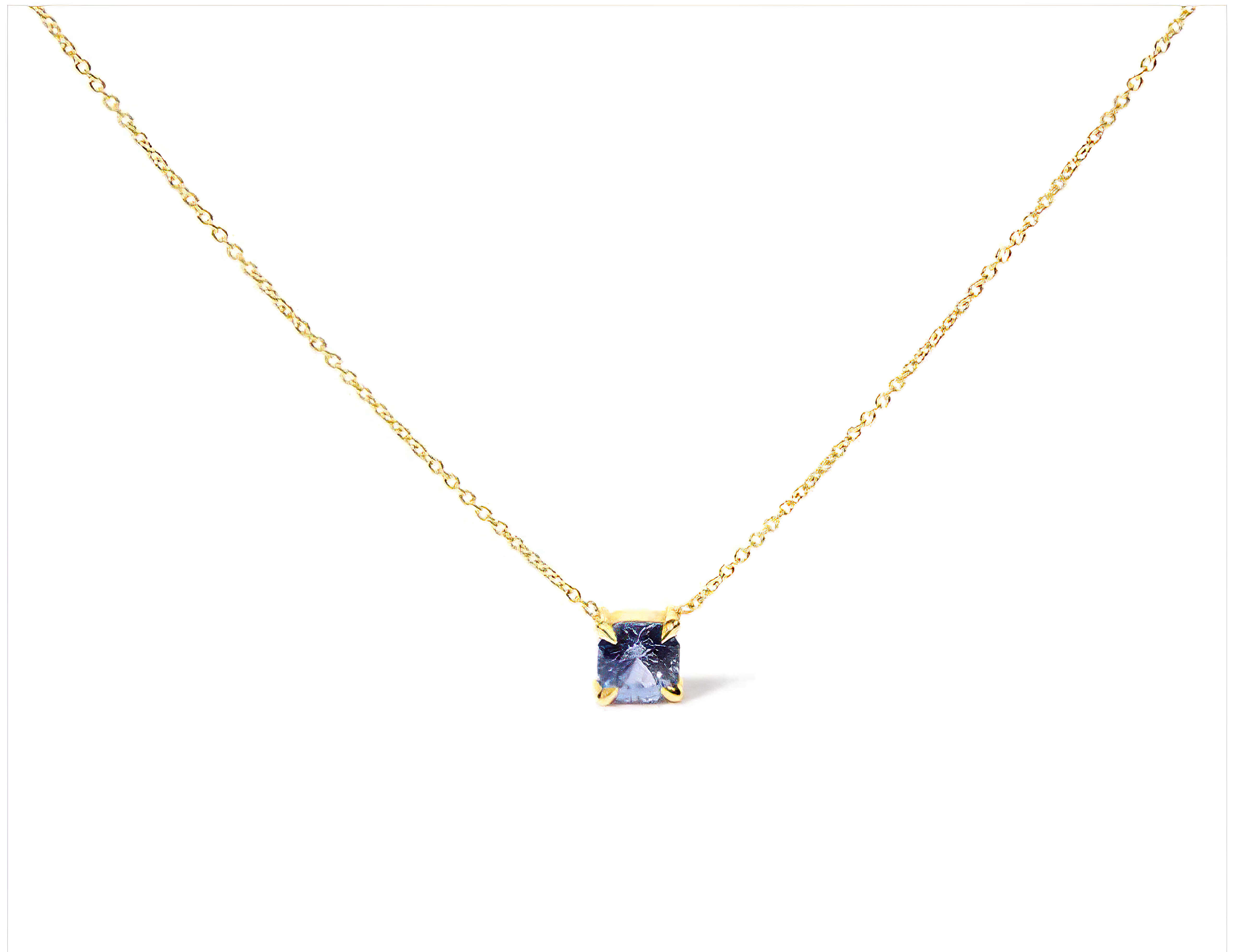 14k Yellow Gold 4/5 Cttw Natural Cushion Cut Blue Sapphire Solitaire Pendant Necklace - 15-16 Inches Adjustable - Stormyjay