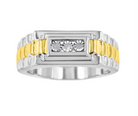 10K Yellow Gold Plated .925 Sterling Silver Diamond Accent Miracle-Set 3 Stone Ridged Band Gentlemen's Fashion Ring (I-J Color, I2-I3 Clarity) - Stormyjay