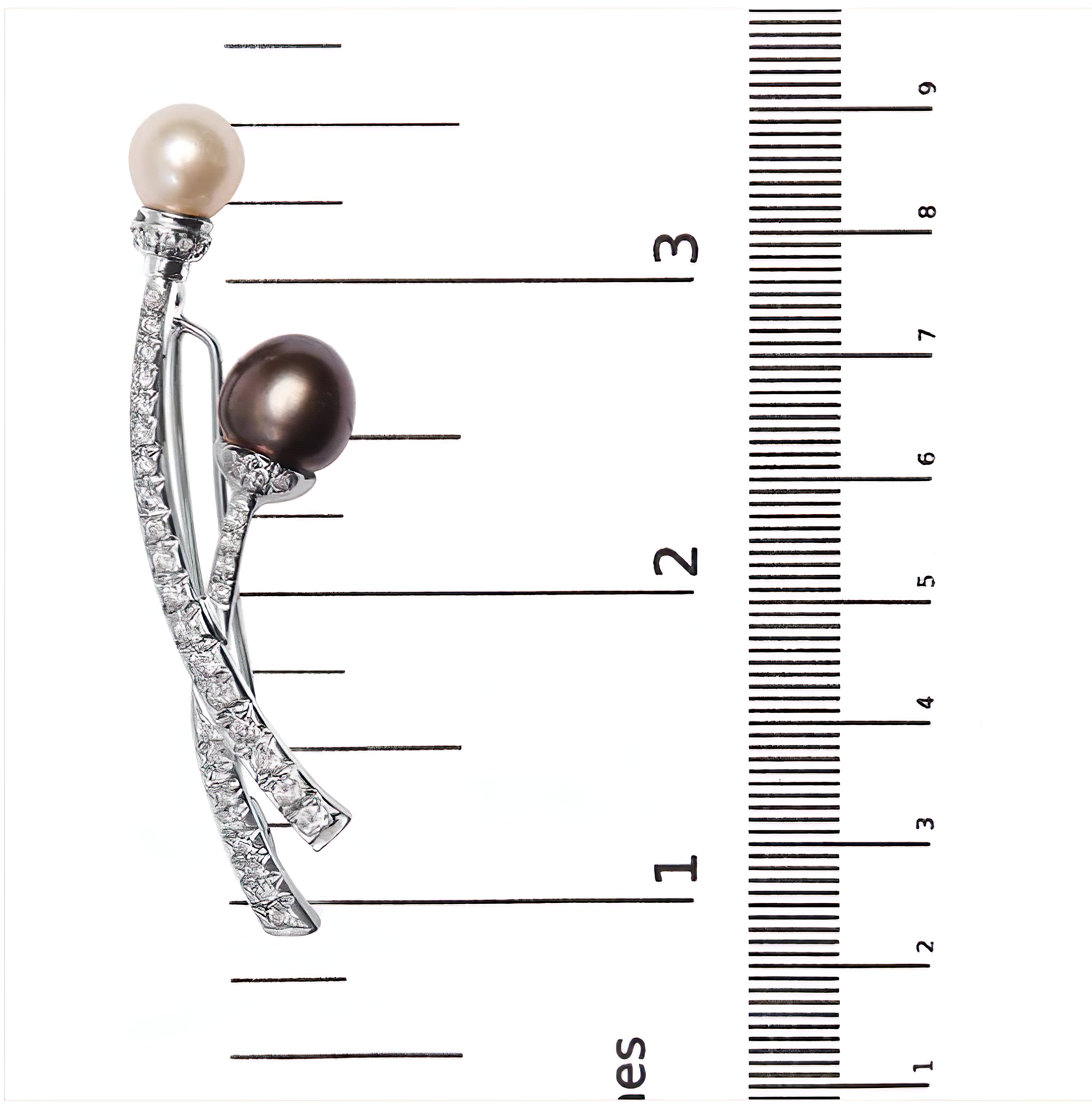 18K White Gold 3/5 Cttw Diamond and Cultured South Sea Black and White Pearl Brooch Pin (H-I Color, VS1-VS2 Clarity) - Stormyjay