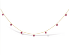 18K Yellow Gold Necklace 1 1/3 Cttw Dangling Red Ruby Drop 18" Chain Collar - Stormyjay