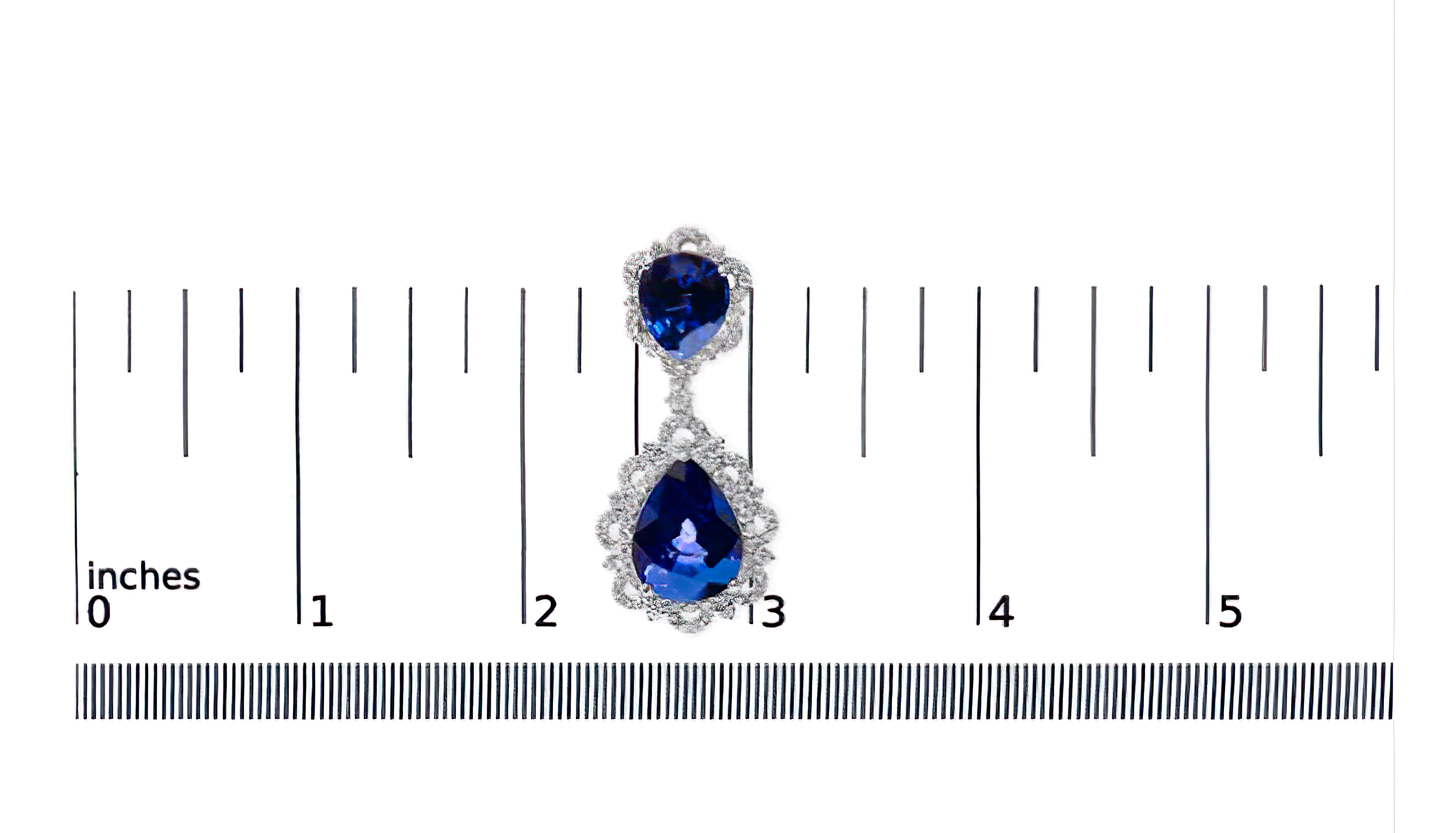 18K White Gold Blue Sapphire and Diamond 2.00 Cttw Diamond Halo Drop and Dangle Earring (G-H Color, SI1-SI2 Clarity) - Stormyjay