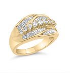 14K Yellow Gold 1.00 Cttw Diamond Cocktall Cluster 5 Stone Ring (H-I Color, SI1-I1 Clarity) - Ring Size 7 - Stormyjay