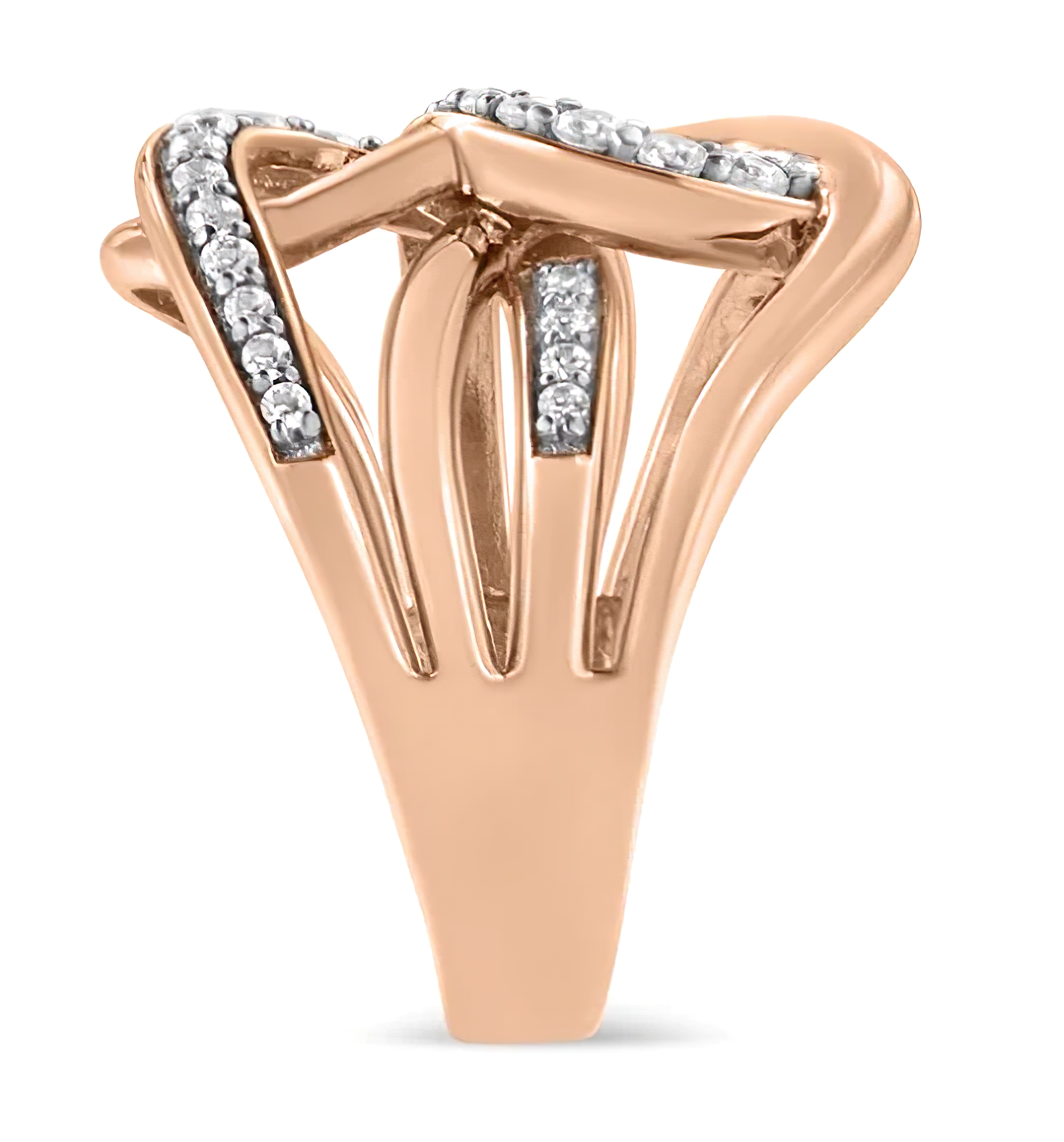 10K Rose Gold 1/2 Cttw Round-Cut Diamond Intertwined Multi-Loop Cocktail Ring (I-J Color, I1-I2 Clarity) - Stormyjay