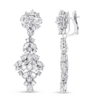 18K White Gold 9 1/2 Cttw Diamond Cluster Drop Dangle Clip-On Earrings (F-G Color, VS1-VS2 Clarity) - Stormyjay