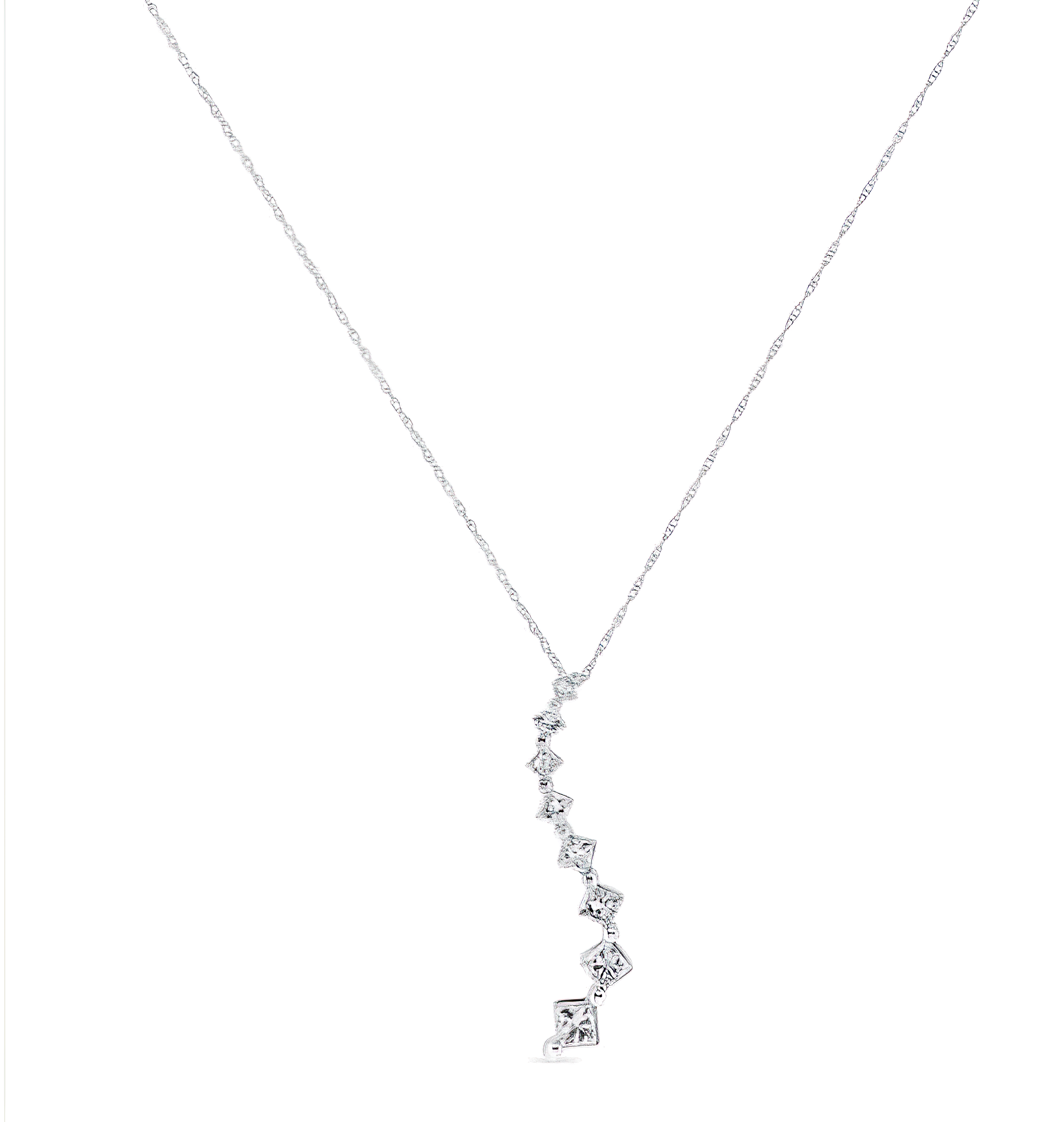 14K White Gold 2.00 Cttw Princess-cut and Baguette-Cut Diamond Journey 18" Pendant Necklace (H-I Color, SI2-I1 Clarity) - Stormyjay