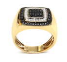 Men's 10K Yellow Gold 3/4 Cttw White and Black Treated Diamond Ring Band (Black / I-J Color, I2-I3 Clarity) - Stormyjay