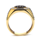 Men's 14K Yellow Gold Plated .925 Sterling Silver 1 1/4 Cttw White and Black Diamond Signet Style Band Ring (Black / I-J Color, I2-I3 Clarity) - Stormyjay