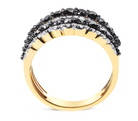 14K Yellow Gold Plated .925 Sterling Silver 1 3/4 Cttw Treated Black and White Alternating Diamond Multi Row Band Ring (Black / I-J Color, I2-I3 Clarity) - Stormyjay