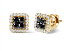 Men's 10K Yellow Gold 5/8 Cttw White and Black Treated Diamond Composite with Halo Stud Earring (Black / I-J, I2-I3 Clarity) - Stormyjay