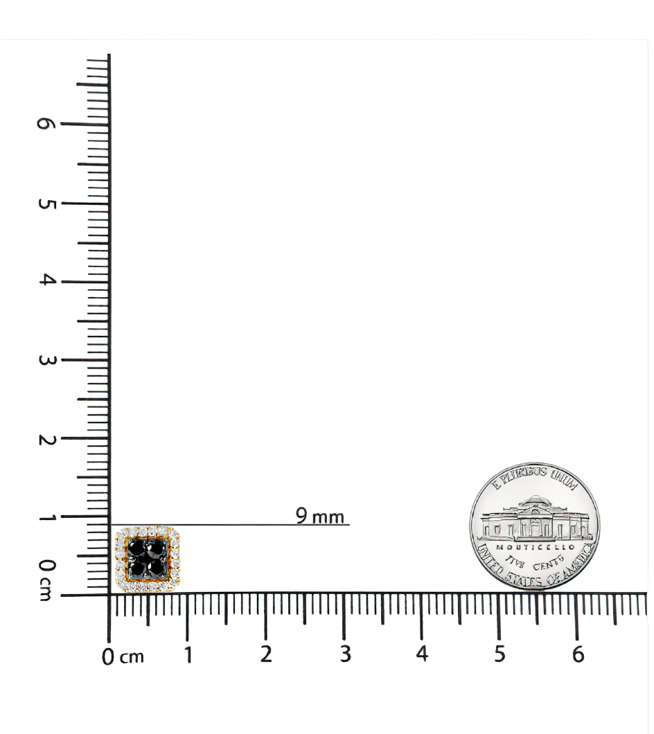 Men's 10K Yellow Gold 5/8 Cttw White and Black Treated Diamond Composite with Halo Stud Earring (Black / I-J, I2-I3 Clarity) - Stormyjay