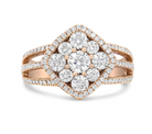 18K Rose Gold 1 1/4 Cttw Diamond Halo Cluster Split Shank Ring Band (F-G Color, VS1-VS2 Clarity) - Stormyjay