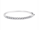 14K White Gold 1 7/8 Cttw Semi Bezel Set Diamond Floral Cluster Bangle Bracelet (H-I Color, SI1-SI2 Clarity) - Fits wrists up to 7.25 Inches - Stormyjay