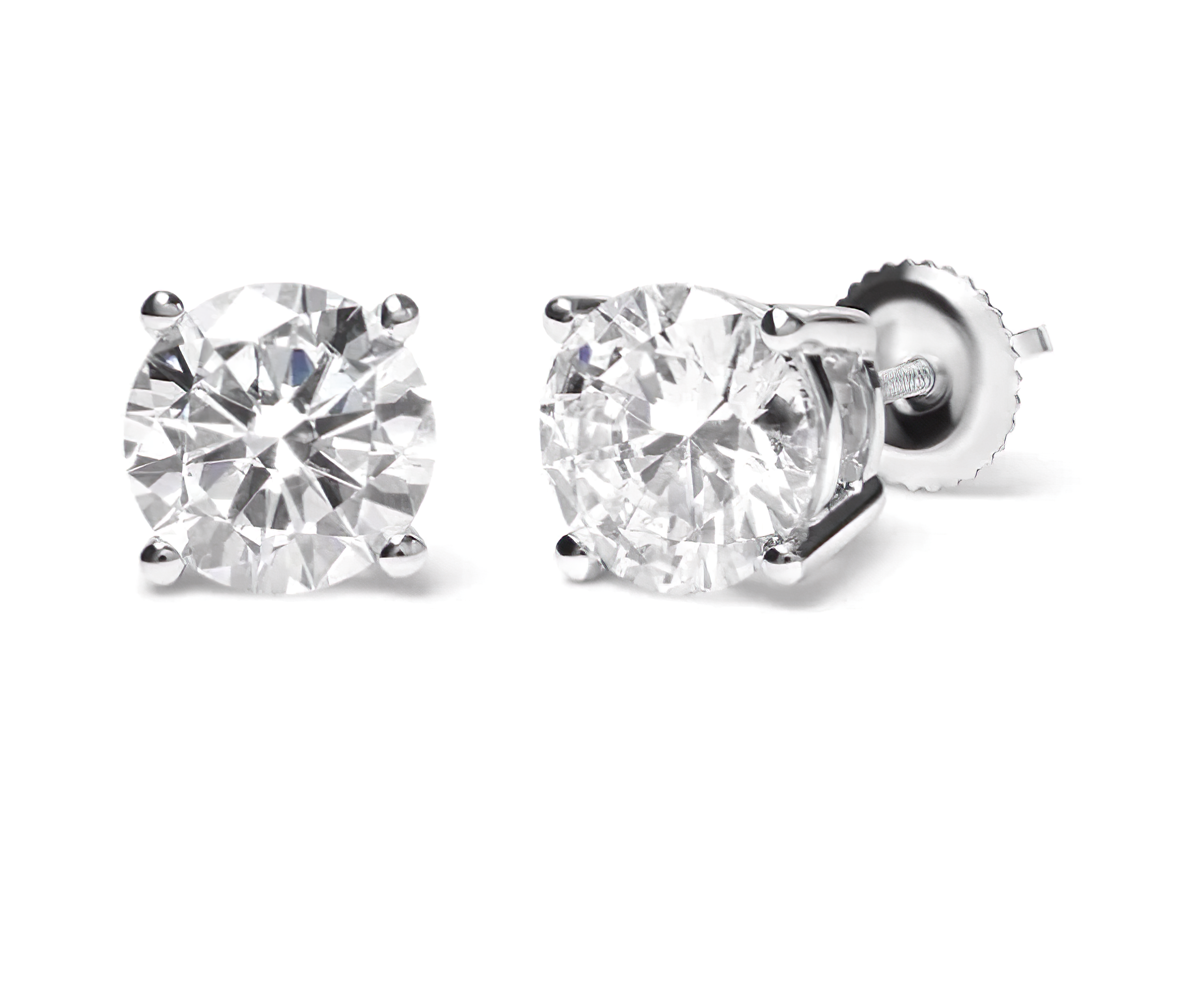 GIA Certified 14K White Gold 6.0 Cttw 4-Prong Round Brilliant Cut Diamond Solitaire Stud Earrings with Screw Backs (F Color, VS2 Clarity) - Stormyjay