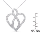 14KT White Gold 1 cttw Diamond Heart Ribbon Pendant Necklace (H-I, I1-I2) - Stormyjay