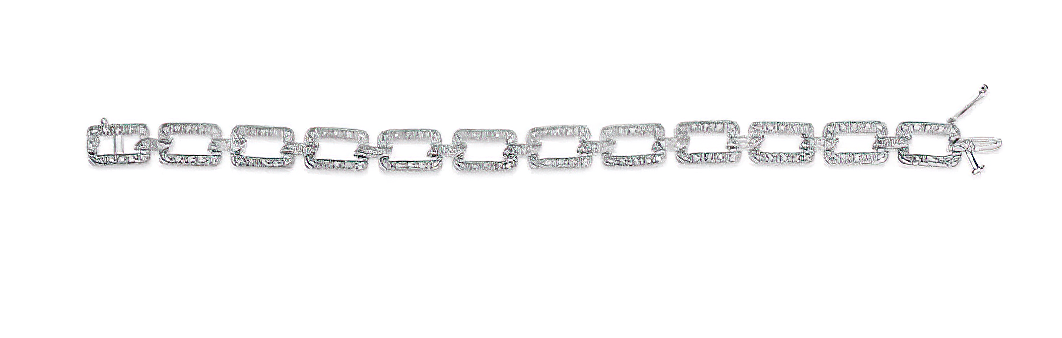 14K White Gold 3/4 Cttw Diamond Open Paperclip Link 7" Tennis Bracelet (H-I Color, I2-I3 Clarity) - Stormyjay