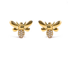 10K Yellow Gold Diamond Accented Bumble Bee Stud Earring (H-I Color, I1-I2 Clarity) - Stormyjay