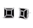 14K White Gold 3/8ct Diamond with 11x11MM Black Onyx Stud Earrings (G-H Color, SI1-SI2 Clarity) - Stormyjay