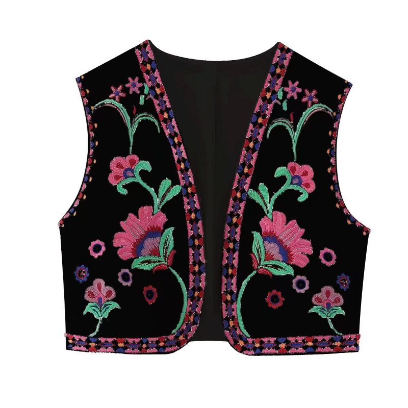 New Ladies Fashion Embroidered Cardigan Vest Vest - Stormyjay