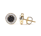 Men's 10K Yellow Gold 1/3 Cttw White and Black Treated Diamond Earring (Black / I-J Color, I2-I3 Clarity) - Stormyjay