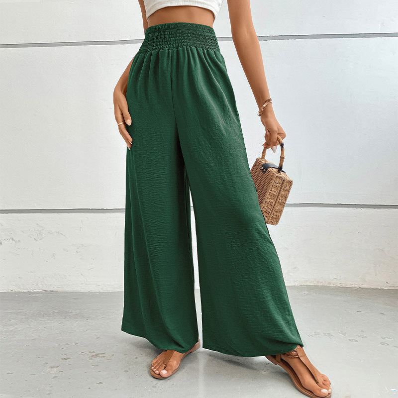 New casual solid color flared wide-leg pants - Stormyjay