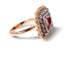 14K Rose Gold 4 1/3 Cttw Fancy Color Rose Cut Diamond Triple Halo Cocktail Ring (Fancy Color, I1-I2 Clarity) - Size 7 - Stormyjay