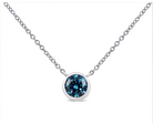 14K White Gold 1/2 Cttw Blue Lab Grown Diamond Modern Bezel-Set Solitaire 16"-18" Pendant Necklace (Blue Color, VS2-SI1 Clarity) - Stormyjay