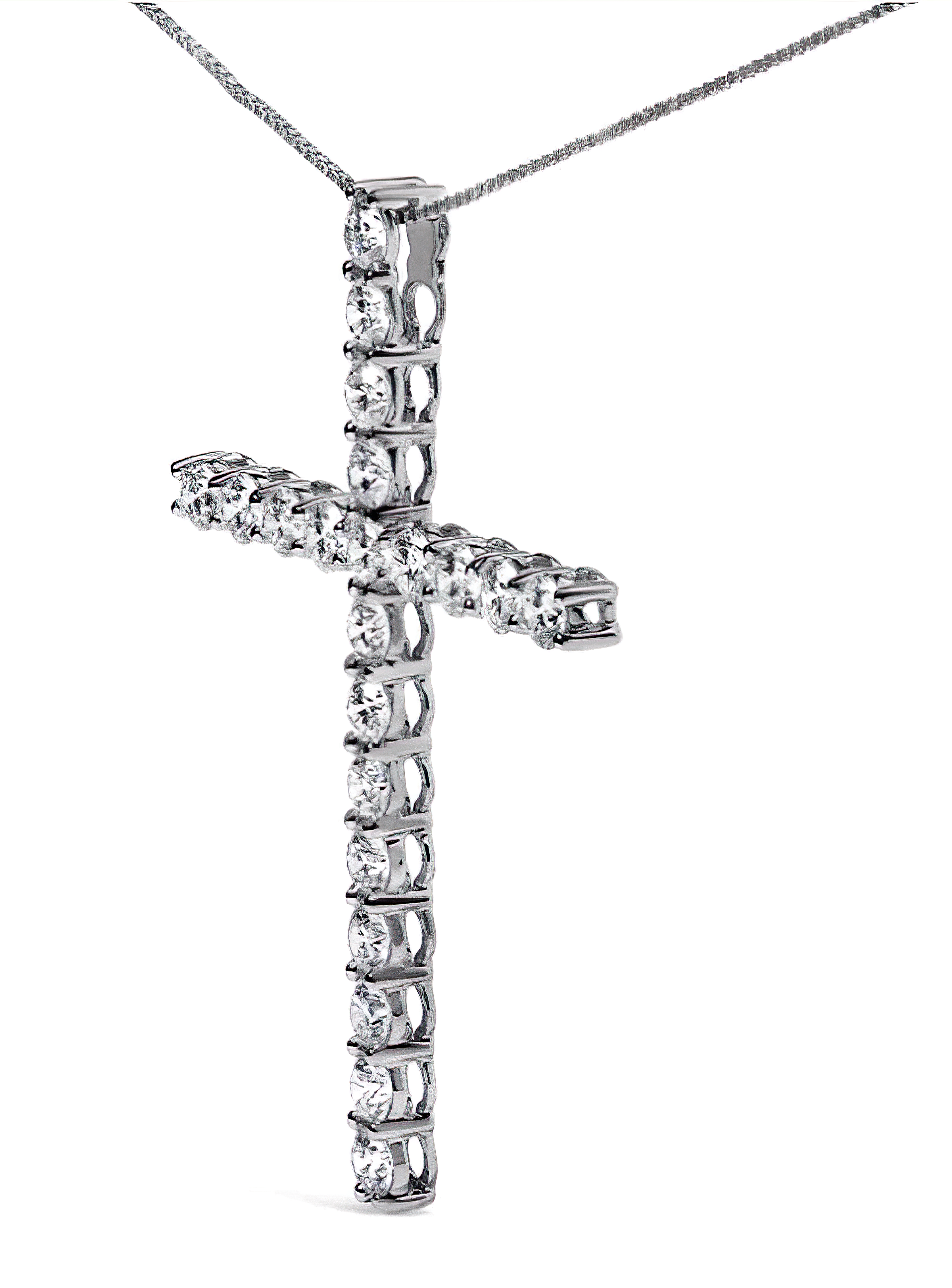 14K White Gold 4.0 Cttw Lab Grown Diamond Cross 18" Inch Pendant Necklace (F-G Color, VS2-SI1 Clarity) - Stormyjay