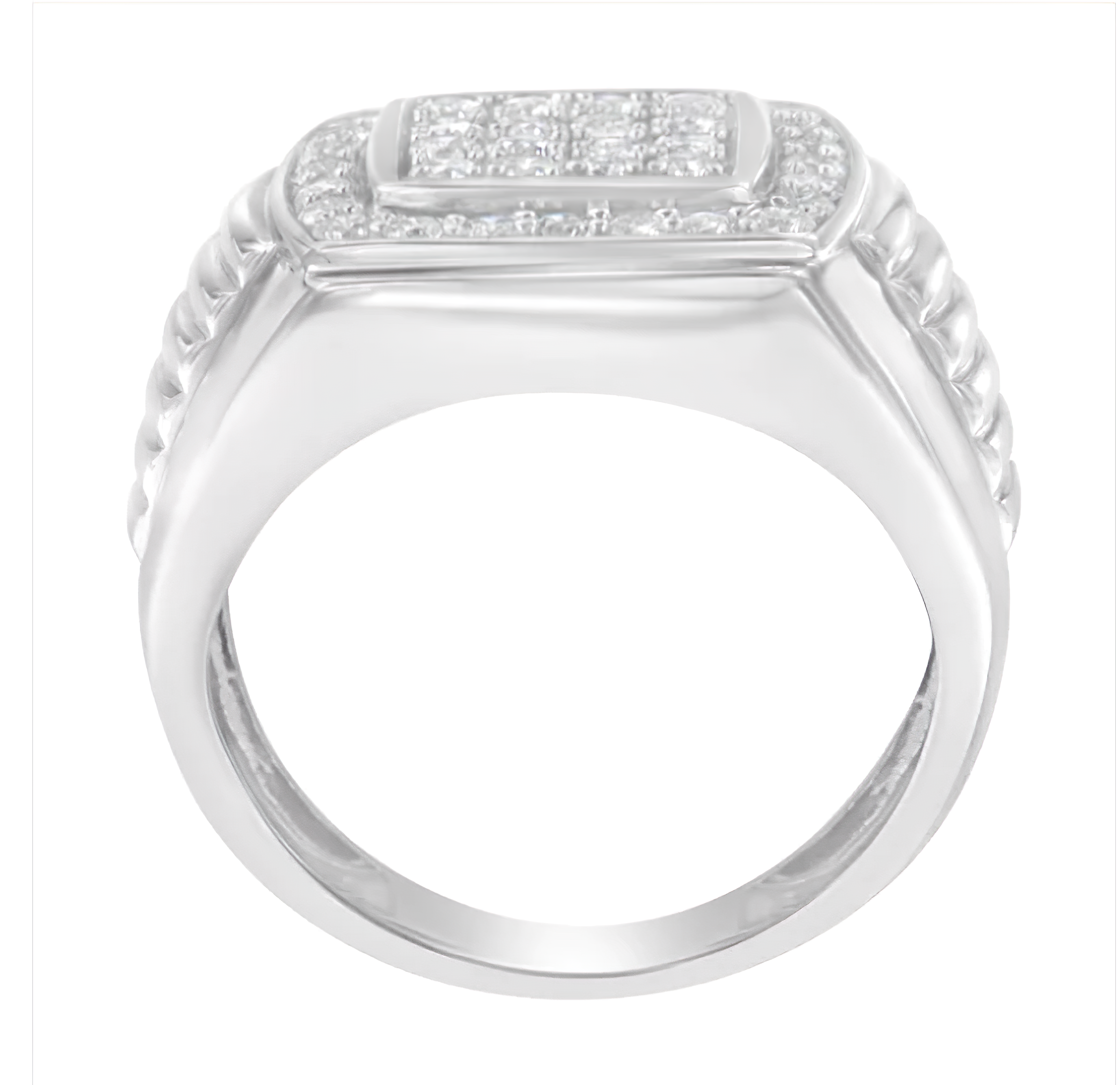 14K White Gold Men's Diamond Squared Band Ring (1 cttw, H-I Color, SI2-I1 Clarity) - Stormyjay