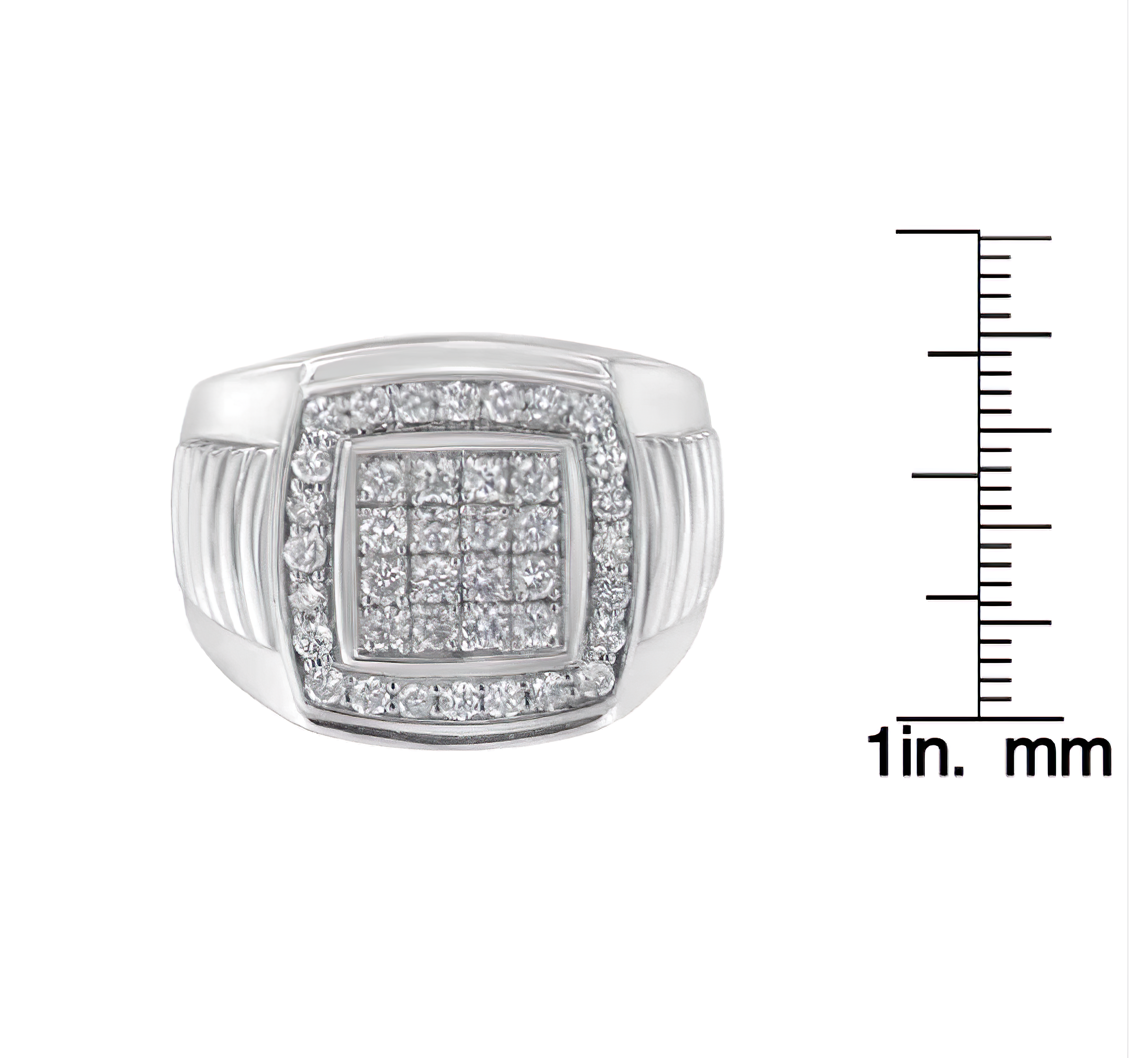 14K White Gold Men's Diamond Squared Band Ring (1 cttw, H-I Color, SI2-I1 Clarity) - Stormyjay