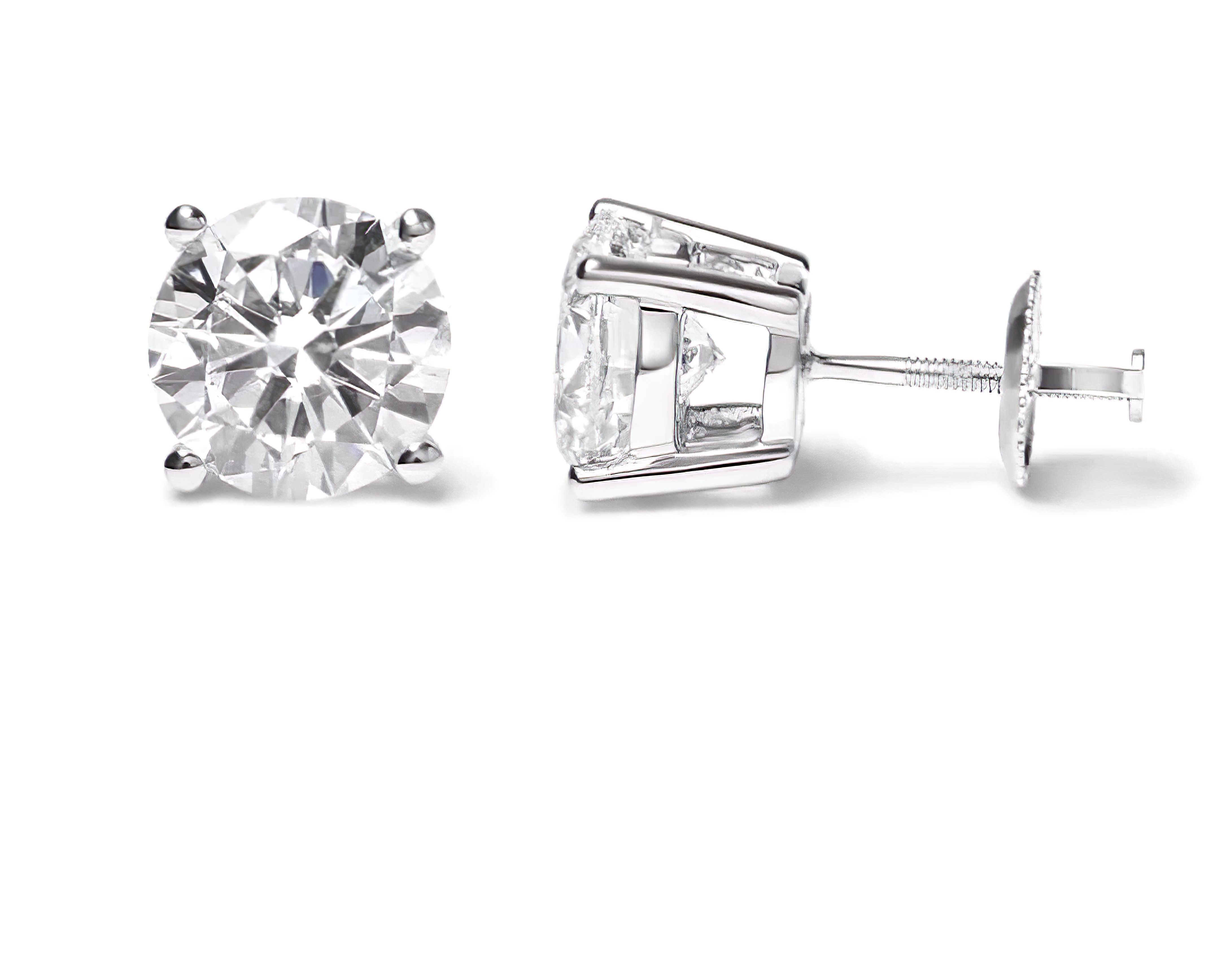 GIA Certified 14K White Gold 6.0 Cttw 4-Prong Round Brilliant Cut Diamond Solitaire Stud Earrings with Screw Backs (F Color, VS2 Clarity) - Stormyjay