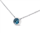 14K White Gold 1/2 Cttw Blue Lab Grown Diamond Modern Bezel-Set Solitaire 16"-18" Pendant Necklace (Blue Color, VS2-SI1 Clarity) - Stormyjay