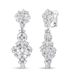 18K White Gold 9 1/2 Cttw Diamond Cluster Drop Dangle Clip-On Earrings (F-G Color, VS1-VS2 Clarity) - Stormyjay