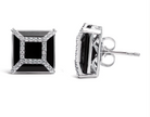 14K White Gold 3/8ct Diamond with 11x11MM Black Onyx Stud Earrings (G-H Color, SI1-SI2 Clarity) - Stormyjay