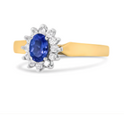 14K Yellow Gold 1/5 Cttw Round Diamond and 6x4mm Oval Blue Tanzanite Halo Ring (H-I Color, I1-I2 Clarity) - Size 7.75 - Stormyjay